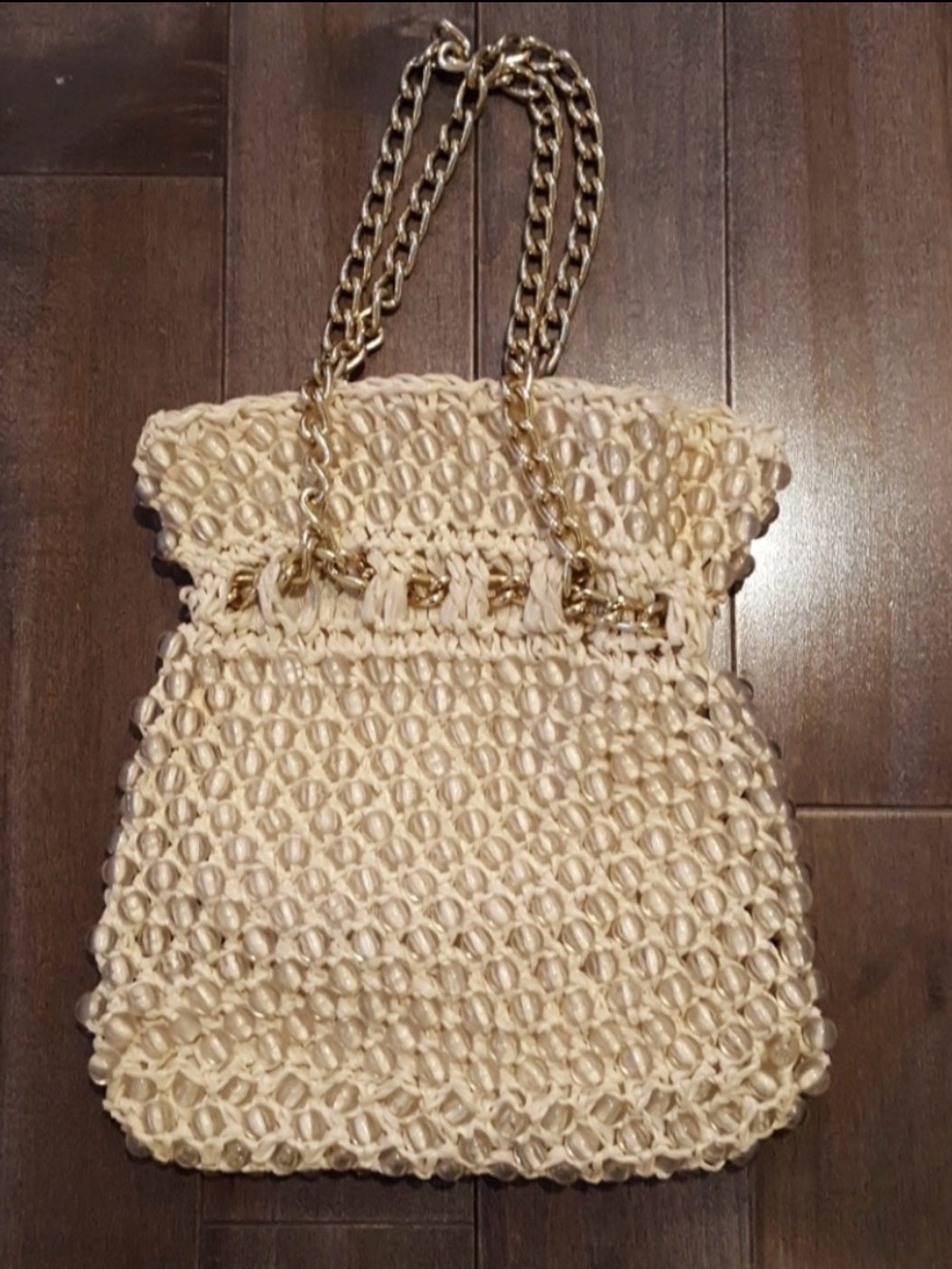 Vintage 1970s Italian Beaded Bag w/ Gold Chain